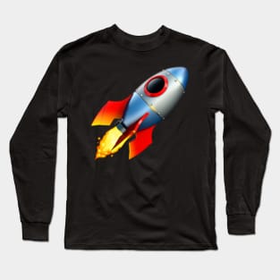 Pixelated Rocket Emoji Long Sleeve T-Shirt